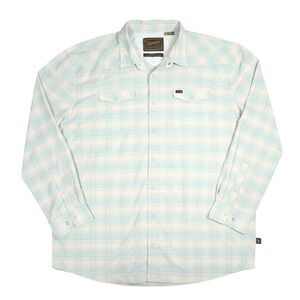 Howler‎ Brothers H-Bar-B Tech Longsleeve Mens XXL Aqua Coral Plaid Pearl Snap
